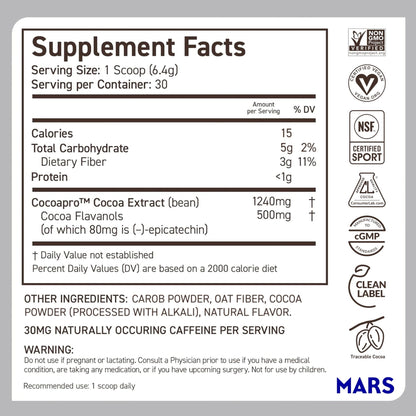CocoaVia Cocoa Flavanols 500mg – Heart and Brain Support, High Flavanol Cocoa Extract, Boosts Nitric Oxide, Blood Circulation and Memory, Preworkout, Vegan - PrimeBioHealth - canada supplements