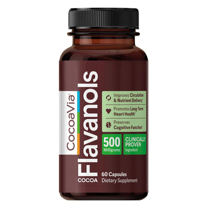 CocoaVia Cocoa Flavanols 500mg – Heart & Brain Support Supplement, High Flavanol Cocoa, Blood Circulation & Memory Booster, Nitric Oxide, Energy & Oxygen Boost, Vegan, Gluten-Free, 60 Capsules - PrimeBioHealth - canada supplements