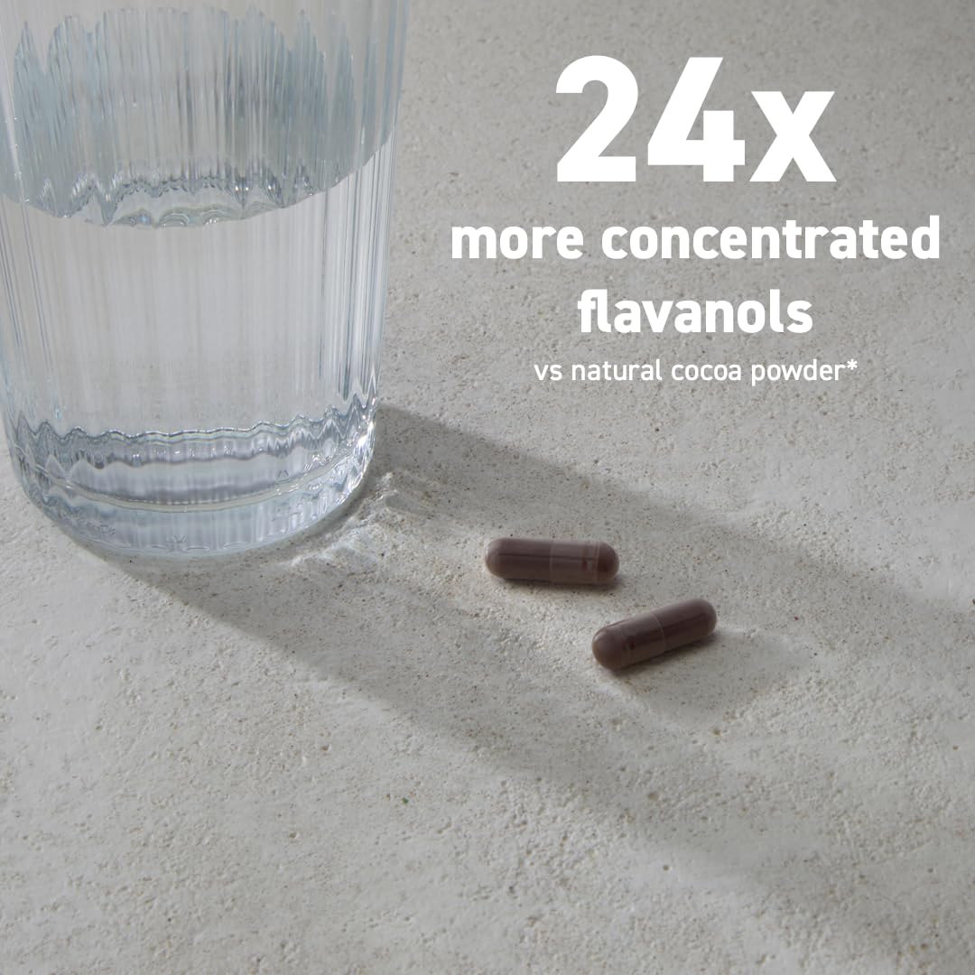 CocoaVia Cocoa Flavanols 500mg – Heart & Brain Support Supplement, High Flavanol Cocoa, Blood Circulation & Memory Booster, Nitric Oxide, Energy & Oxygen Boost, Vegan, Gluten-Free, 60 Capsules - PrimeBioHealth - canada supplements