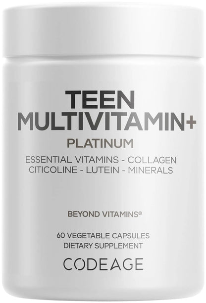 Codeage Teen Multivitamin+ Platinum Supplement - Vitamins A, C, D3, E, K2, B6, B12, Minerals, Probiotics, Citicoline - PrimeBioHealth - canada supplements