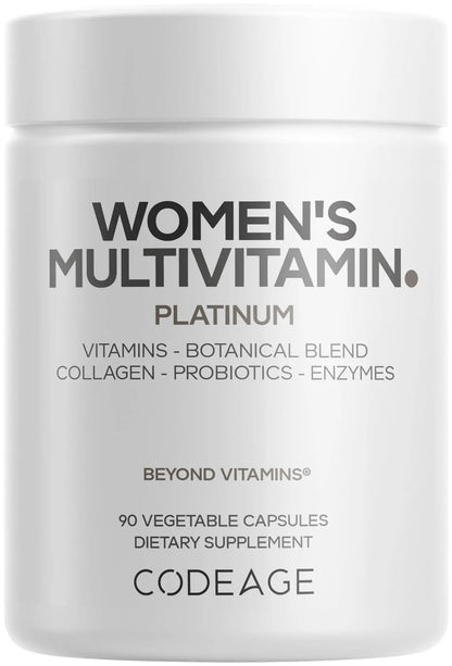 Codeage Women’s Multivitamin Platinum - Vitamins A D3 K1 K2 B12 & Minerals, CoQ10, Skin, Hair & Nails Complex, Collagen, Botanicals, Probiotics - PrimeBioHealth - canada supplements