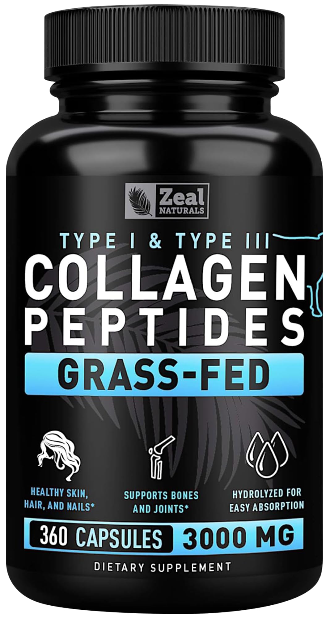 Collagen Peptides Capsules 360 Count - Grass Fed Bovine Hydrolyzed Collagen Pills - Hair, Skin & Nails, Joint Support - Collagen Supplements for Women & Men - PrimeBioHealth - canada supplements
