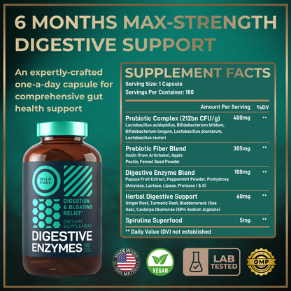 Complete Digestive Enzymes for Women & Men - 800mg Vegan Digestive Enzymes and Probiotics Prebiotics - Bloating Support, Gut Health & Digestion Supplement - PrimeBioHealth - canada supplements