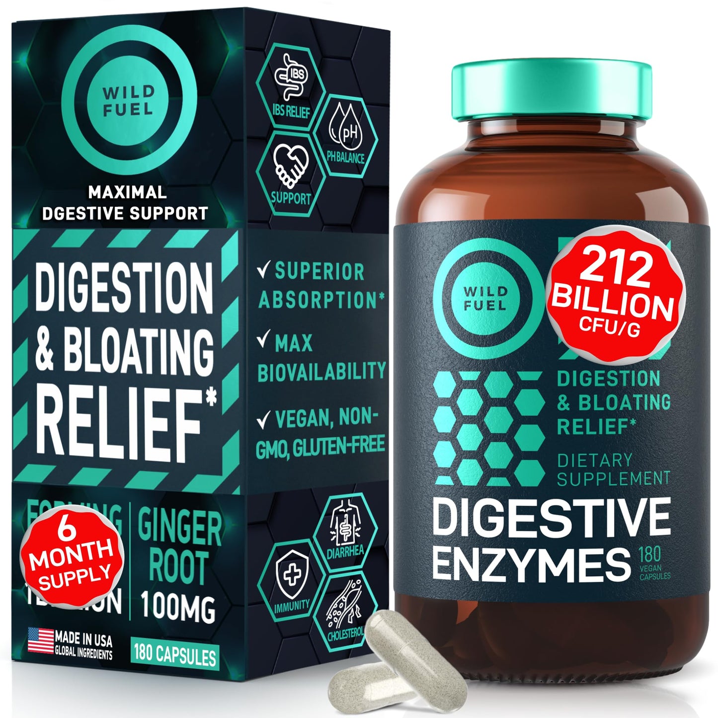 Complete Digestive Enzymes for Women & Men - 800mg Vegan Digestive Enzymes and Probiotics Prebiotics - Bloating Support, Gut Health & Digestion Supplement - PrimeBioHealth - canada supplements