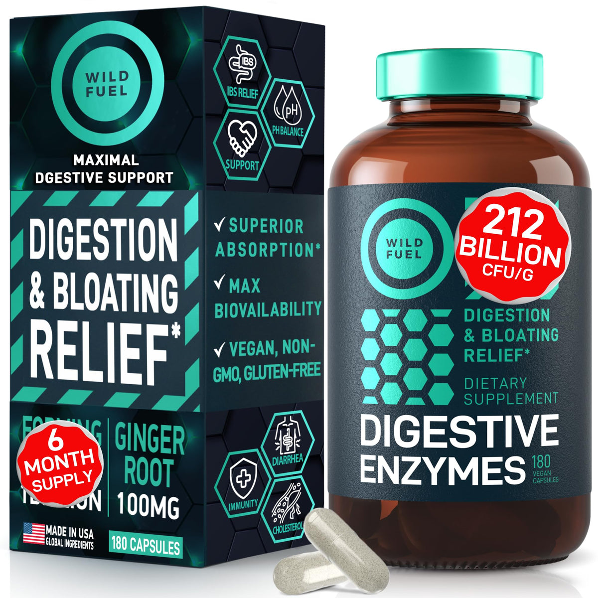 Complete Digestive Enzymes for Women & Men - 800mg Vegan Digestive Enzymes and Probiotics Prebiotics - Bloating Support, Gut Health & Digestion Supplement - PrimeBioHealth - canada supplements