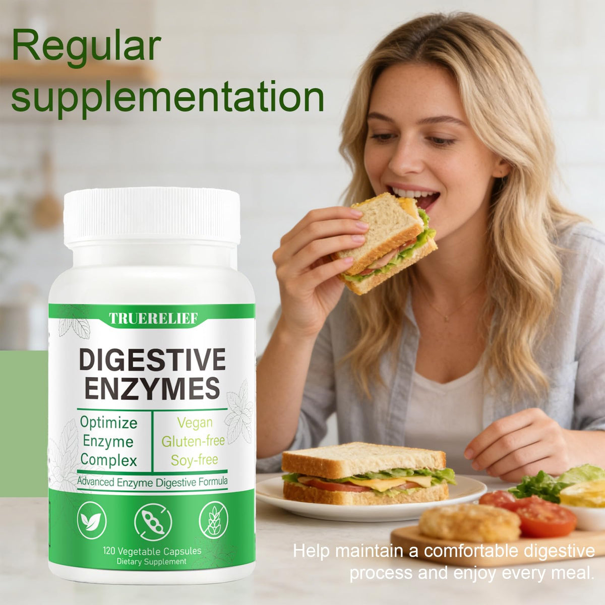 Complete Digestive Enzymes Supplement for Gut Health & Bloating Relief - Enhanced with Lipase Amylase Bromelain for Protein Carb - PrimeBioHealth - canada supplements