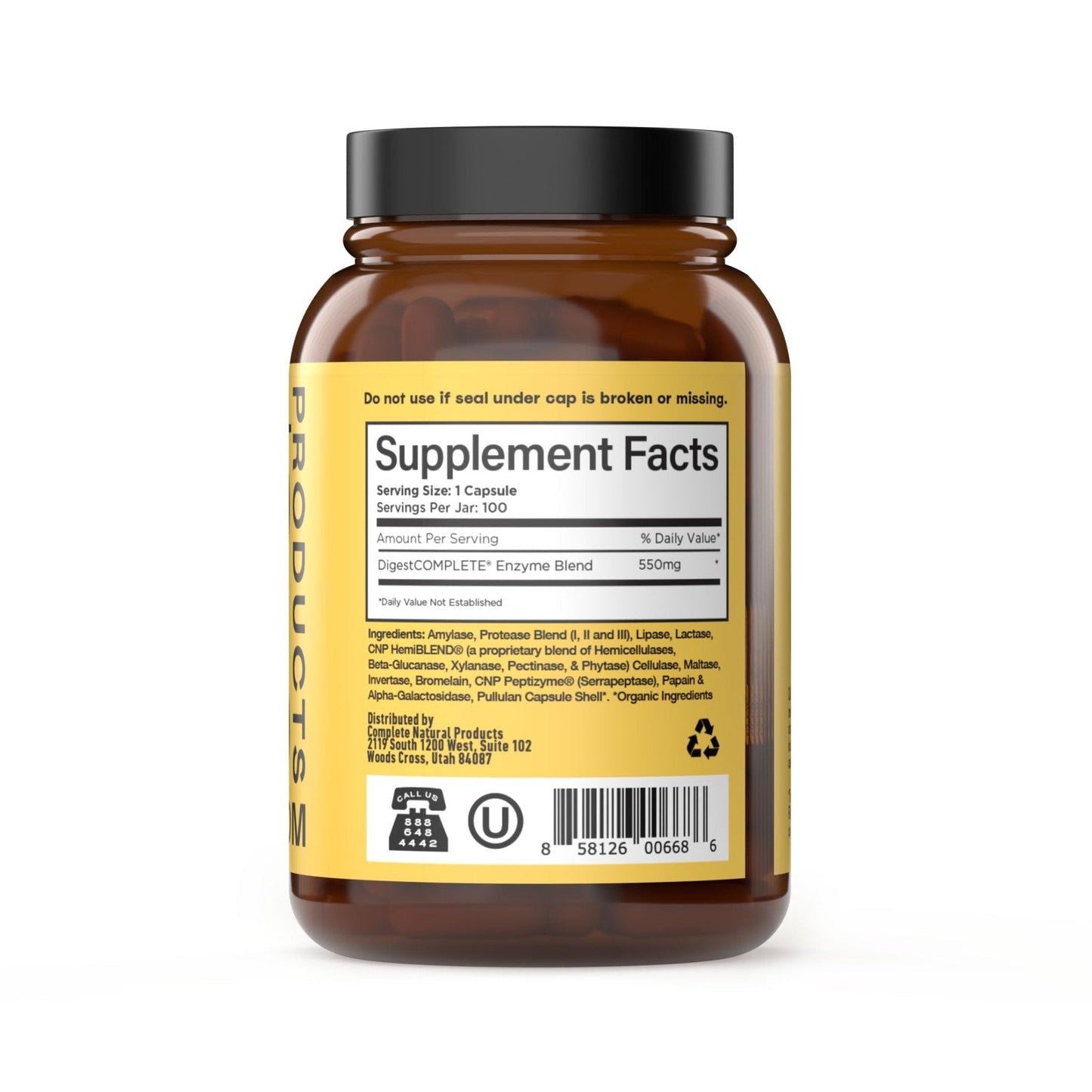 Complete Natural Products Digestive Enzyme Capsules, 550mg, 100ct | Plant-Based Formula - PrimeBioHealth - canada supplements