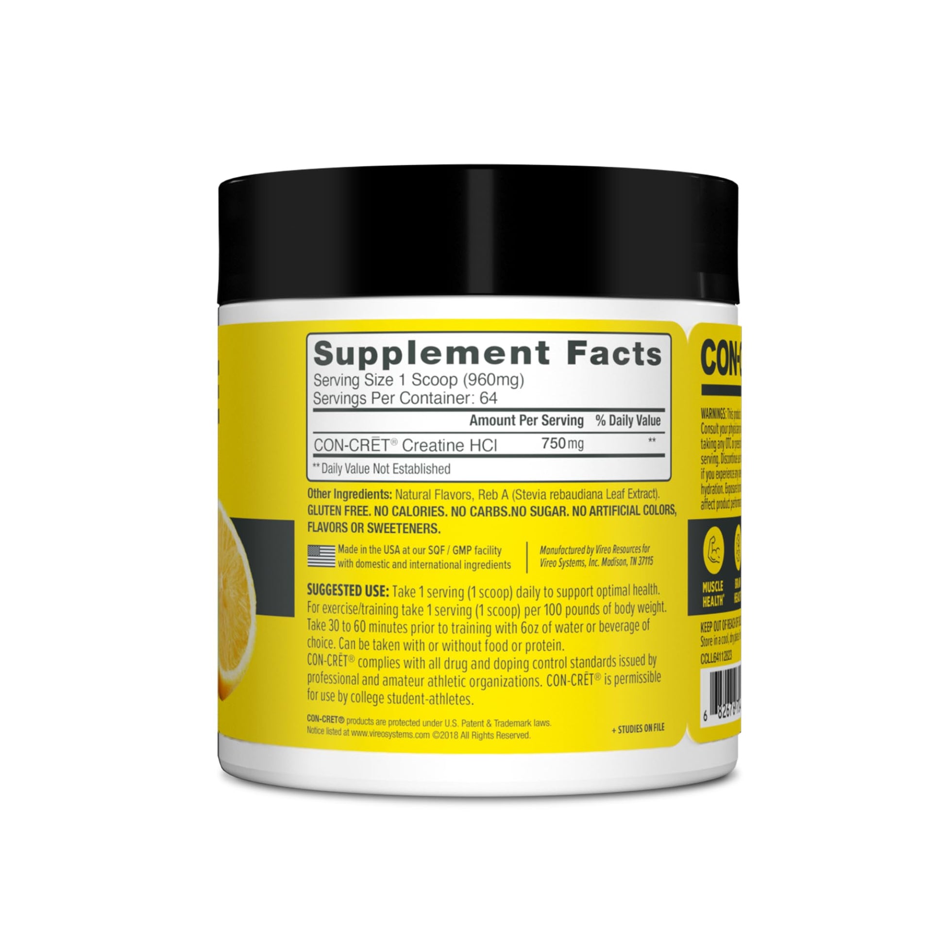 CON-CRET Creatine HCl Powder | Muscle, Cognitive, Cellular Energy Support | No Bloating or Cramps | USA Made & NSF Certified - PrimeBioHealth - canada supplements