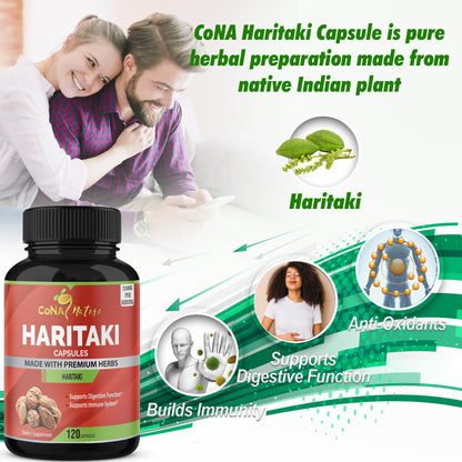 Cona Nature Organic India Haritaki Capsules 2250MG, Rejuvenation, Improving Digestion, Maintains Regularity | Non-GMO Vegan Gluten-Free Herbs and Supplements, 120 Caps - PrimeBioHealth - canada supplements