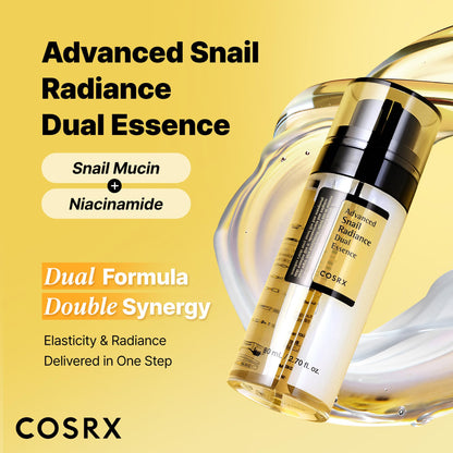 COSRX Snail Mucin 74% + Niacinamide 5% Dual Essence, Anti Aging Face Serum for Dull Skin, Sensitive Skin, Korean Skin Care, 2.70 fl.oz / 80ml - PrimeBioHealth - canada supplements