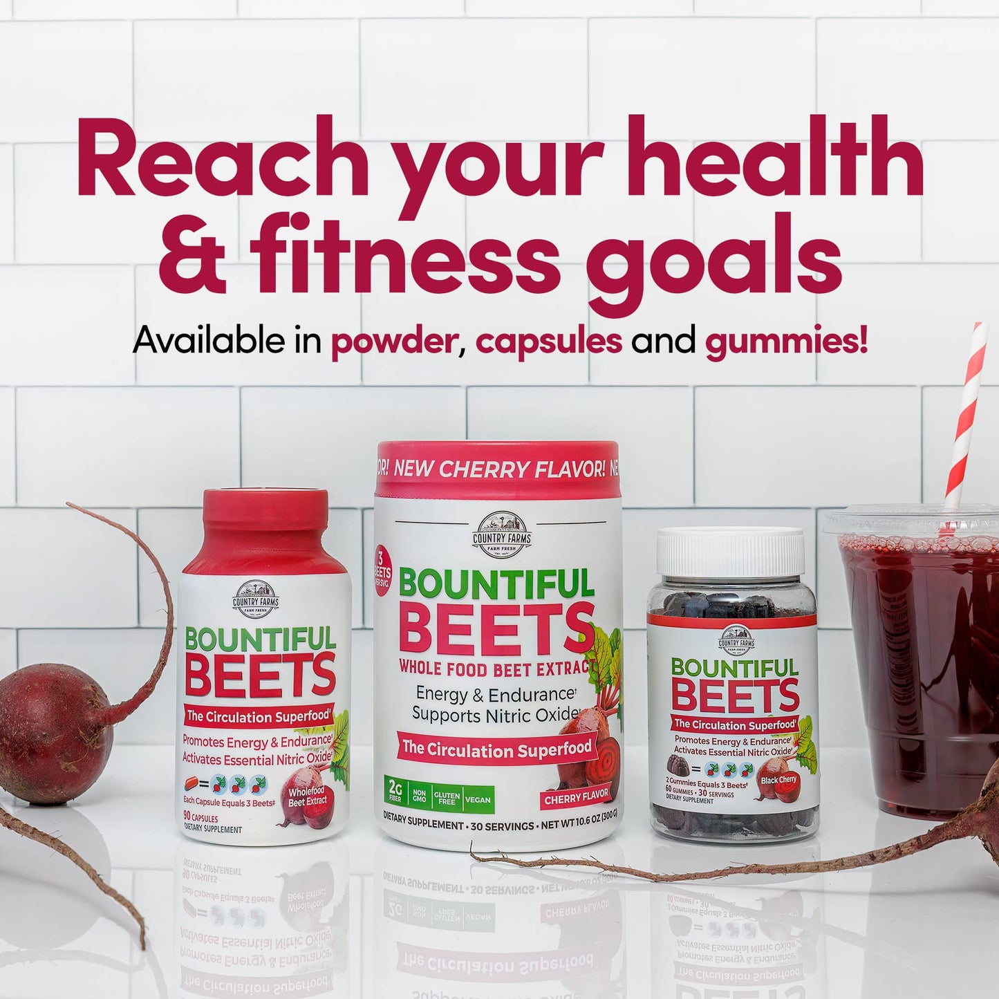 Country Farms Bountiful Beets, Wholefood Beet Extract Superfood, Helps Support Healthy Circulation and Promote Energy - PrimeBioHealth - canada supplements