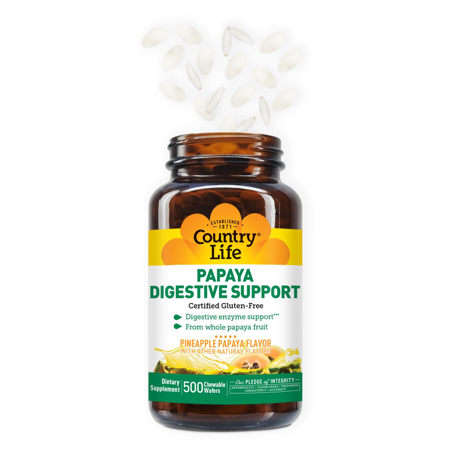 Country Life Chewable Papaya Enzymes for Digestion Support - Natural Pineapple & Papaya Flavor, Assists with Nutrient Absorption - PrimeBioHealth - canada supplements