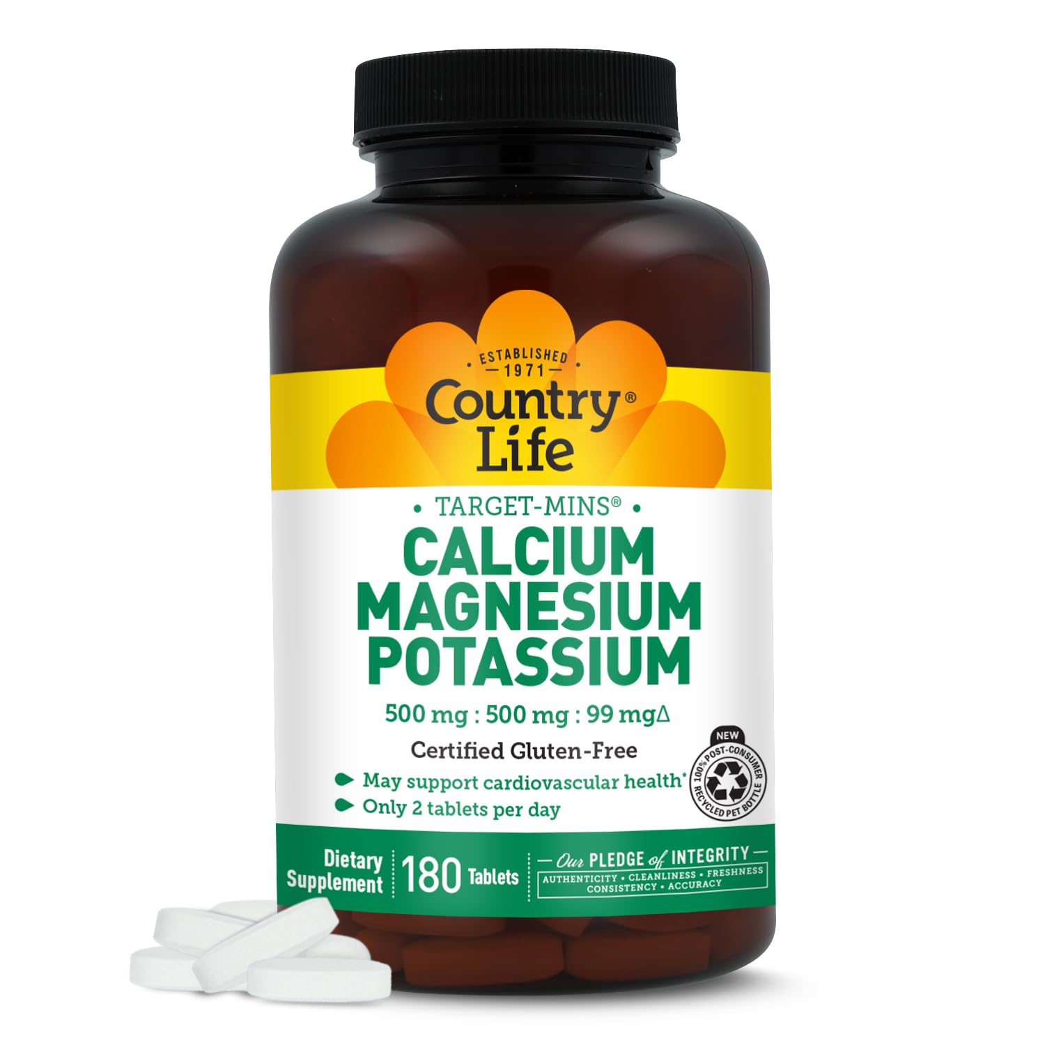 Country Life Target Mins - Calcium Magnesium Potassium Bone & Heart Health Supplement, 1000mg Calcium, 500mg Magnesium, Supports Calcium Utilization - PrimeBioHealth - canada supplements