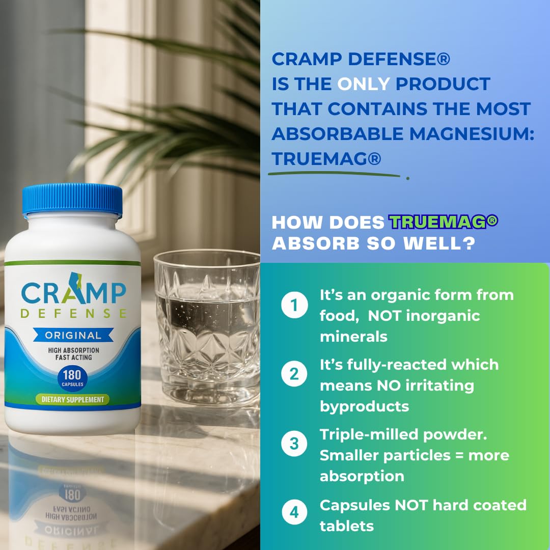Cramp Defense® Leg Cramps Pills, Relief for All Muscle Cramps, Day and Night. Magnesium Supplement Capsules, 3-6 Month Supply. Non-Laxative - PrimeBioHealth - canada supplements