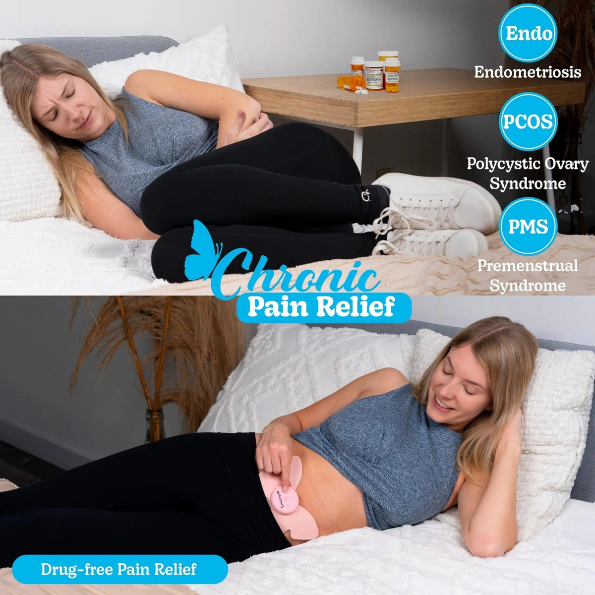 Crampology Relief Pink-Period Cramps Pain Relieving Device, Cramp Massager for Menstrual and Lower Back Ache, Reduces Endometriosis Discomfort, PMS TENS Unit, Wireless or Wired, Natural Cycle Support - PrimeBioHealth - canada supplements