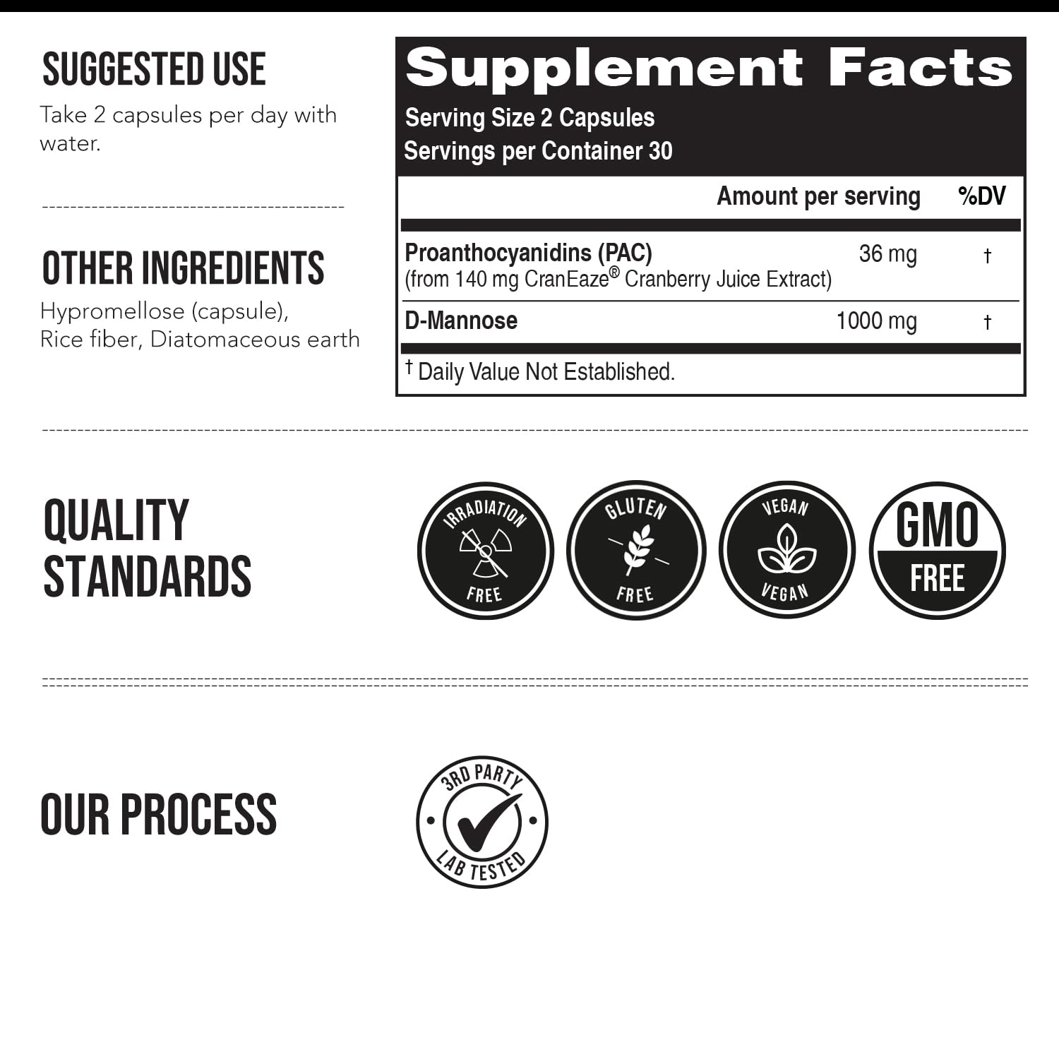 CranEaze®: Cranberry Juice Extract Plus D-Mannose – 36 mg PAC, 100% Soluble PAC - Supports Urinary Tract Health – Most Effective Cranberry Pills for Women, UTI Cranberry Supplement - 60 Capsules - PrimeBioHealth - canada supplements