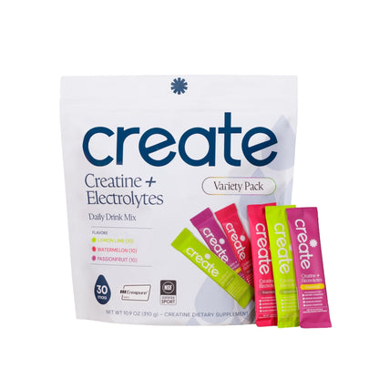 Create Creatine + Electrolytes Mix - Creatine Monohydrate Stick Packs, Supports Energy and Hydration, NSF Certified for Sport, 30 Count, Variety Pack - PrimeBioHealth - canada supplements