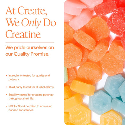Create Creatine Gummies for Men & Women – NSF Certified, Made with Creapure Creatine Monohydrate, Great Tasting, Anti-Melting Formula, 30ct Standup Pouch, 90 Gummies (Variety Pack) - PrimeBioHealth - canada supplements