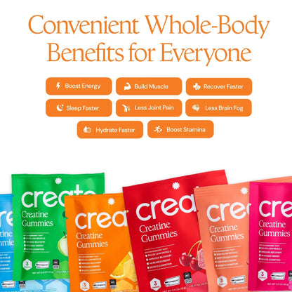 Create Creatine Gummies for Men & Women – NSF Certified, Made with Creapure Creatine Monohydrate, Great Tasting, Anti-Melting Formula, 30ct Standup Pouch, 90 Gummies (Variety Pack) - PrimeBioHealth - canada supplements