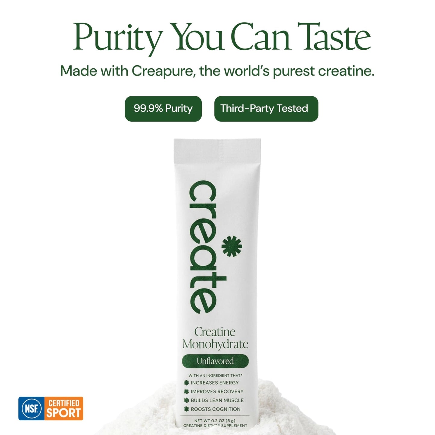 Create Creatine Monohydrate Powder - Creatine Travel Packets, Made with Creapure, 3rd Party Tested & NSF Certified for Sport, 30 Stick Packs, Unflavored - PrimeBioHealth - canada supplements