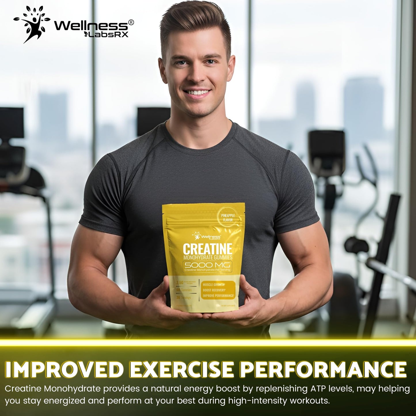 Creatine Gummies 5000mg, 30 Servings Creatine Monohydrate Gummies - Third-Party Tested Creatine for Women, Pineapple Flavor Creatine for Men, Muscle Growth, - PrimeBioHealth - canada supplements