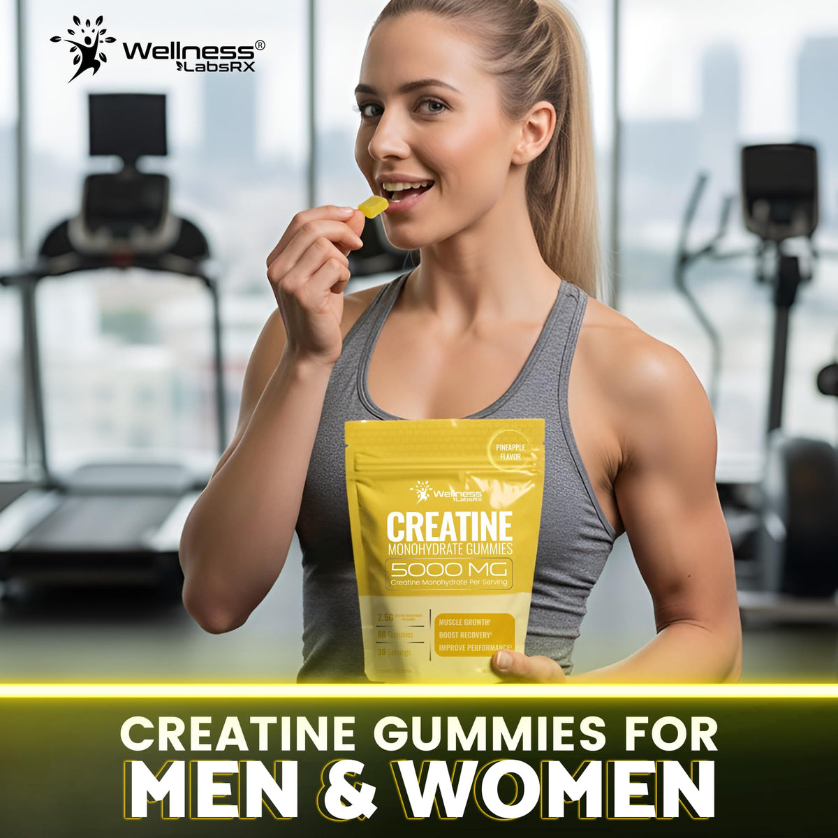 Creatine Gummies 5000mg, 30 Servings Creatine Monohydrate Gummies - Third-Party Tested Creatine for Women, Pineapple Flavor Creatine for Men, Muscle Growth, - PrimeBioHealth - canada supplements
