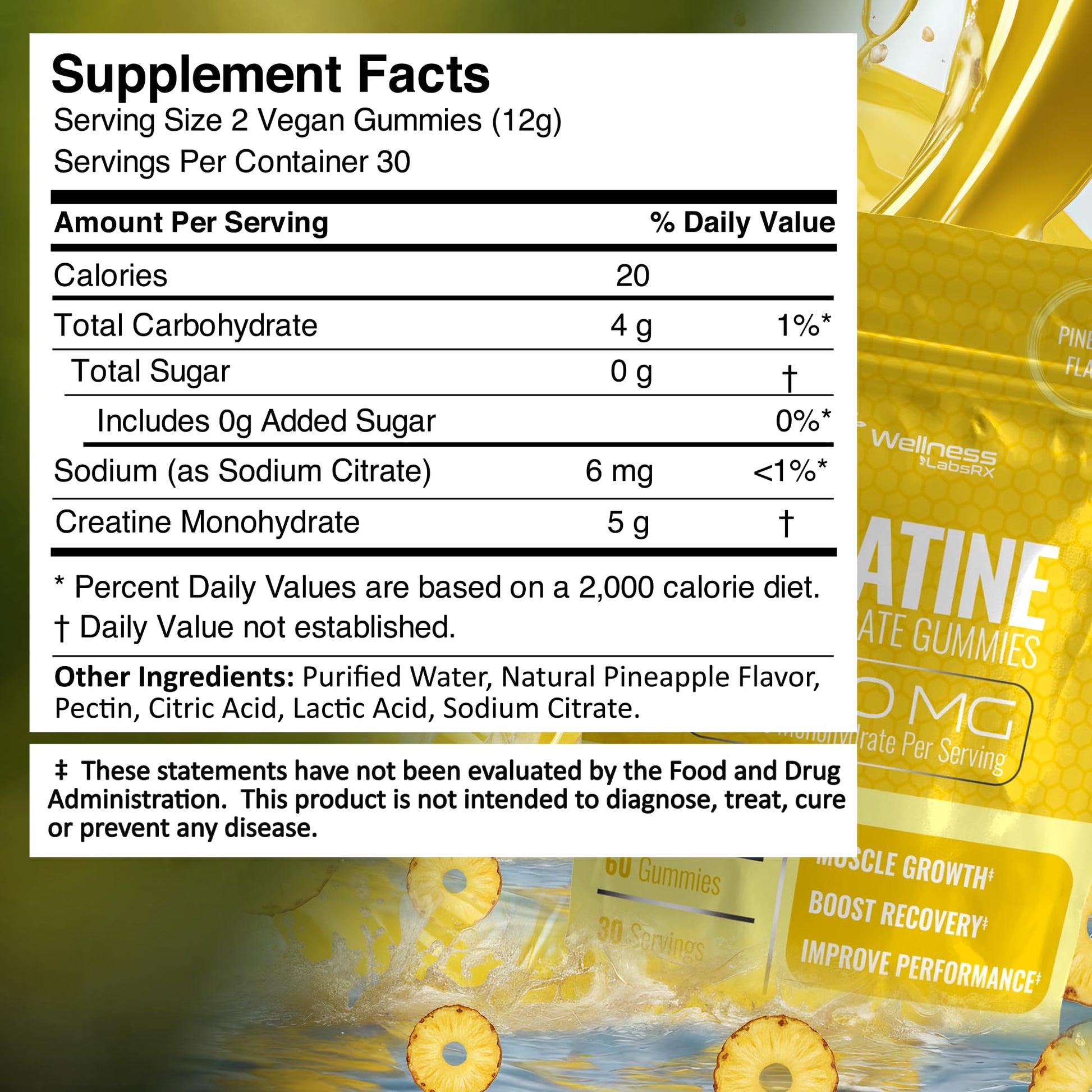 Creatine Gummies 5000mg, 30 Servings Creatine Monohydrate Gummies - Third-Party Tested Creatine for Women, Pineapple Flavor Creatine for Men, Muscle Growth, - PrimeBioHealth - canada supplements