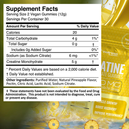 Creatine Gummies 5000mg, 30 Servings Creatine Monohydrate Gummies - Third-Party Tested Creatine for Women, Pineapple Flavor Creatine for Men, Muscle Growth, - PrimeBioHealth - canada supplements