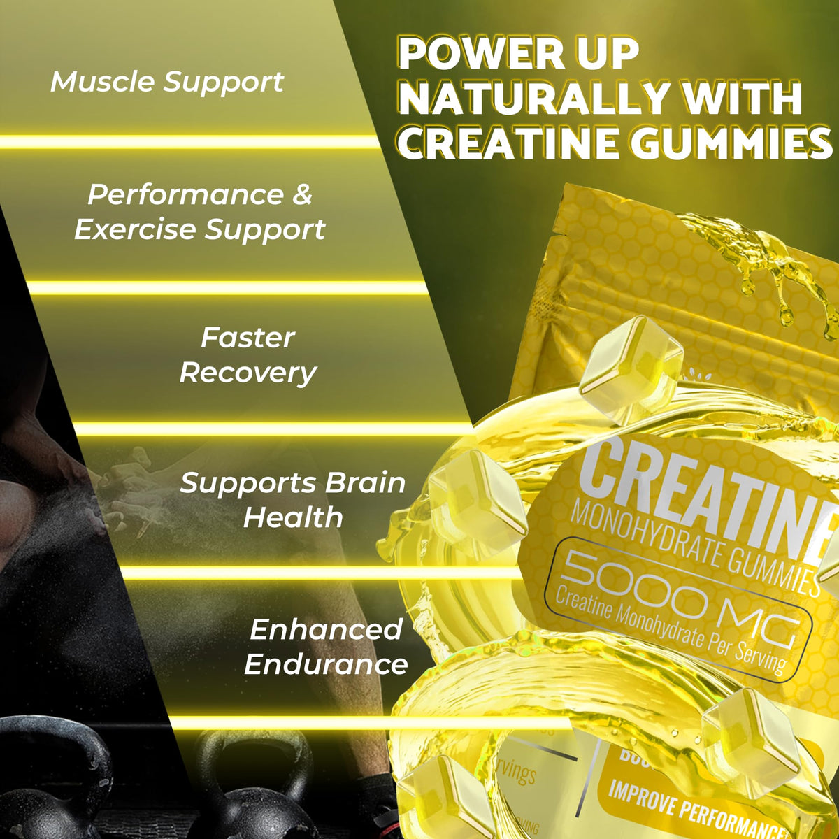 Creatine Gummies 5000mg, 30 Servings Creatine Monohydrate Gummies - Third-Party Tested Creatine for Women, Pineapple Flavor Creatine for Men, Muscle Growth, - PrimeBioHealth - canada supplements