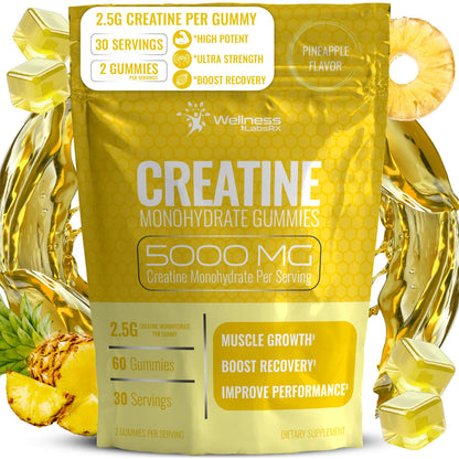 Creatine Gummies 5000mg, 30 Servings Creatine Monohydrate Gummies - Third-Party Tested Creatine for Women, Pineapple Flavor Creatine for Men, Muscle Growth, - PrimeBioHealth - canada supplements