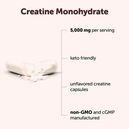 Creatine Monohydrate 5,000mg, 500 Capsules | Pure Creatine Pills – Micronized + Unflavored Powder Source, Easy Absorption | Keto, Non-GMO - PrimeBioHealth - canada supplements
