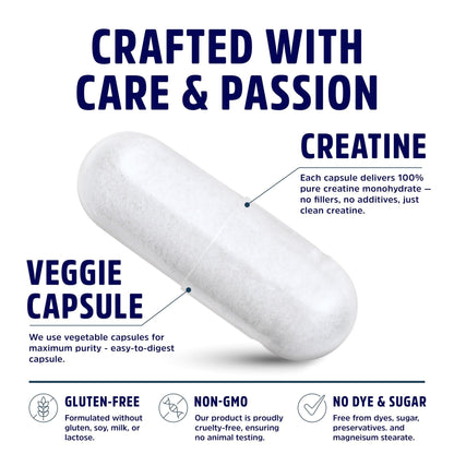 Creatine Monohydrate Capsules 5G | 60 Servings | Vegan | 4 Caps per Serving | Micronized Creatine Pills 5000mg | 240 Capsules | Creatine Pills For Men & Women - PrimeBioHealth - canada supplements