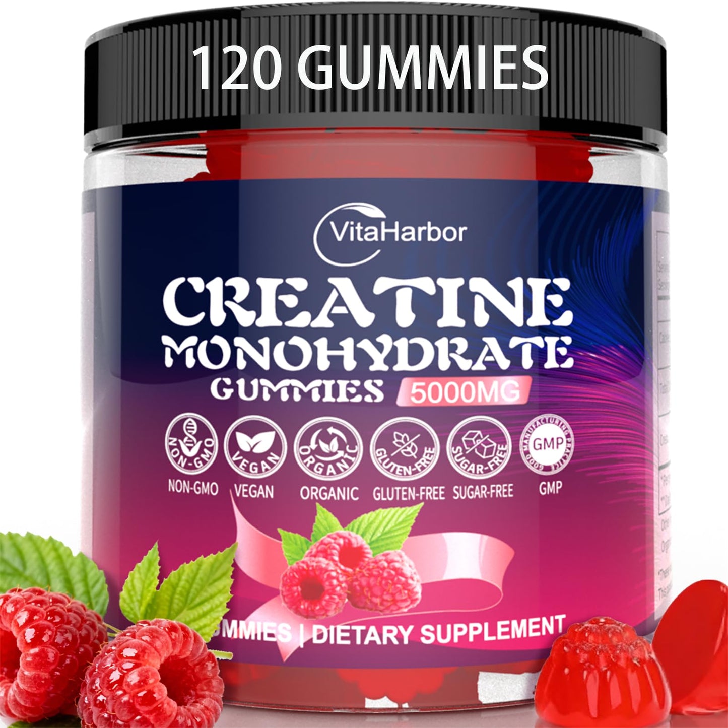 Creatine Monohydrate Gummies 5000mg for Men & Women, Organic Pure Creatine Gummies | Sugar Free,Vegan, Non-GMO,Raspberry Flavor, 120 Count - PrimeBioHealth - canada supplements