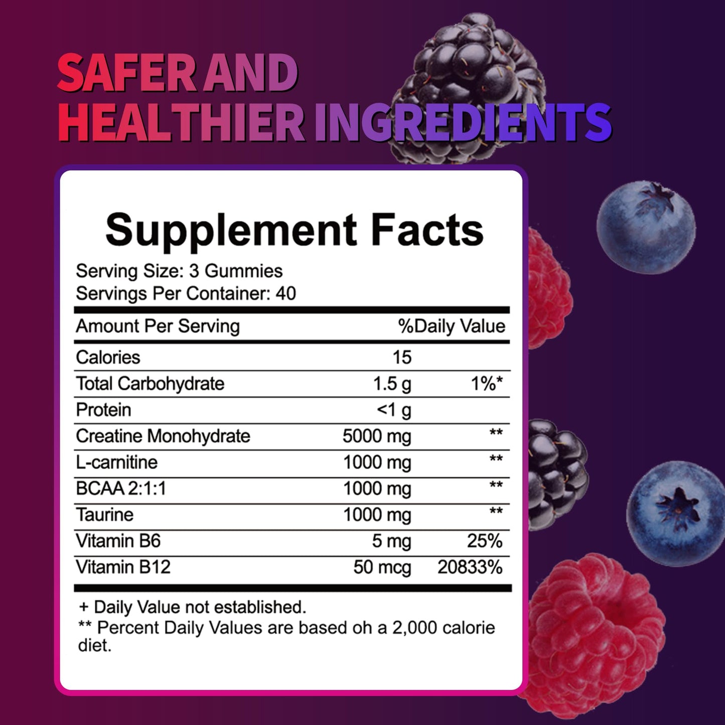 Creatine Monohydrate Gummies 8000 mg for Men & Women, Creatine Supplement for Enhanced Muscle Growth, Energy Boost - with L-Taurine, Sugar Free, Vegan - PrimeBioHealth - canada supplements
