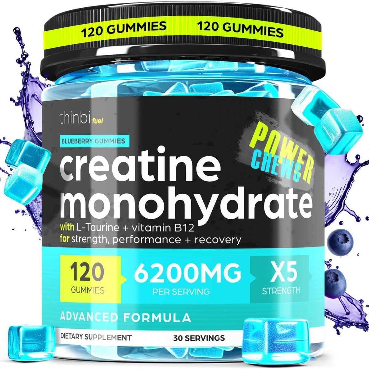 Creatine Monohydrate Gummies Complex 6200mg for Men & Women - 120 Gummies Advanced Formula W/L-Taurine + Vitamin B12 for Muscle Strength, Muscle Builder, Energy Boost - PrimeBioHealth - canada supplements