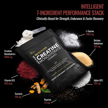 Creatine Monohydrate Gummies for Men & Women - Sugar Free & Vegan Advanced Formula W/L-Taurine + Vitamin B12 - for Muscle Strength, Muscles Builder, Recovery, - PrimeBioHealth - canada supplements