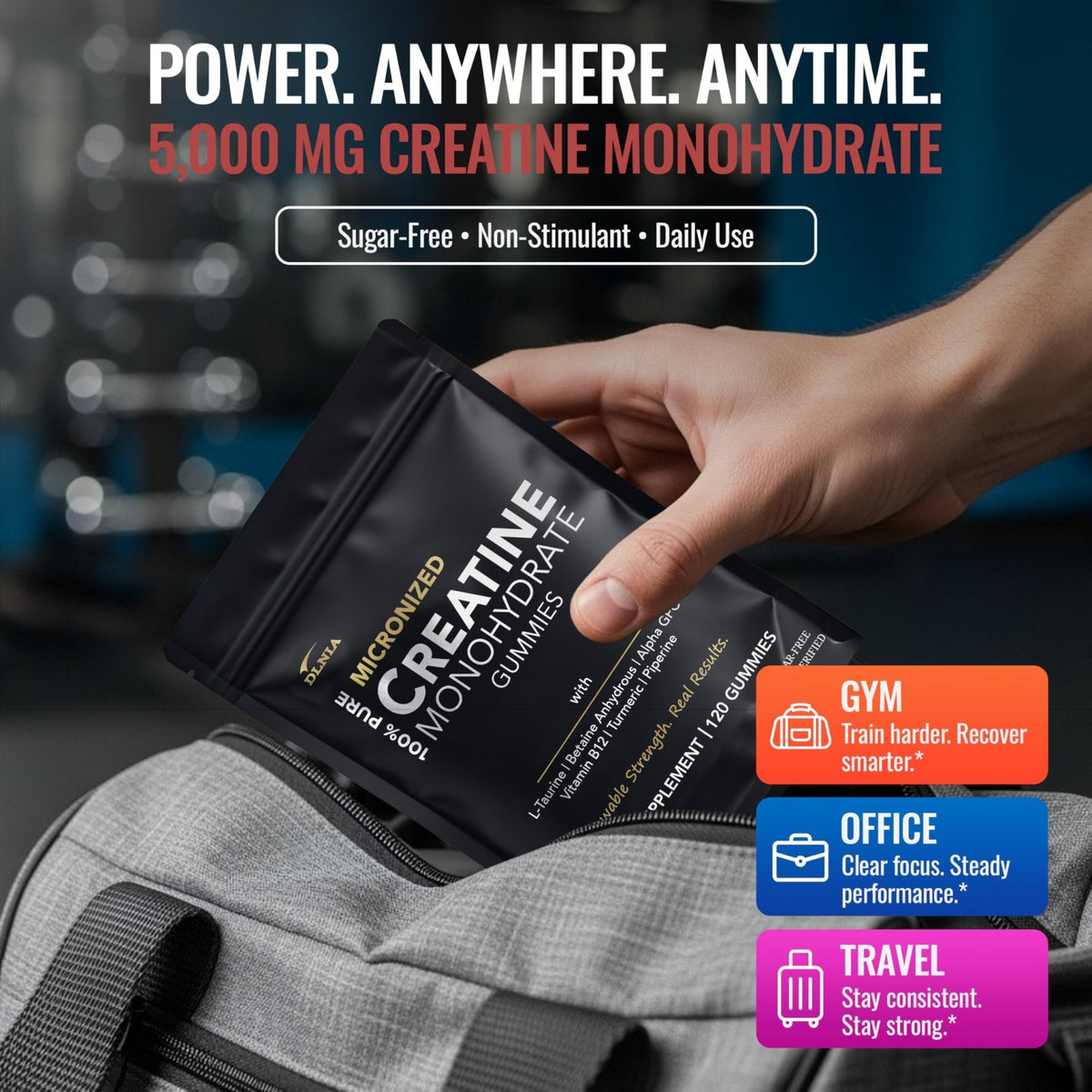 Creatine Monohydrate Gummies for Men & Women - Sugar Free & Vegan Advanced Formula W/L-Taurine + Vitamin B12 - for Muscle Strength, Muscles Builder, Recovery, - PrimeBioHealth - canada supplements