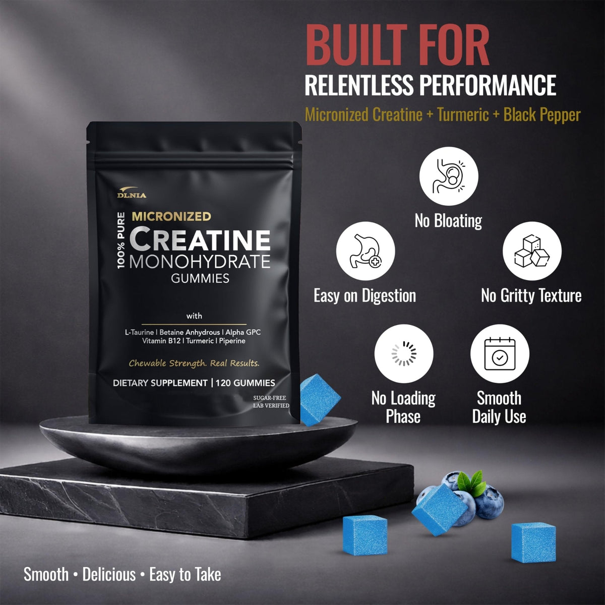 Creatine Monohydrate Gummies for Men & Women - Sugar Free & Vegan Advanced Formula W/L-Taurine + Vitamin B12 - for Muscle Strength, Muscles Builder, Recovery, - PrimeBioHealth - canada supplements