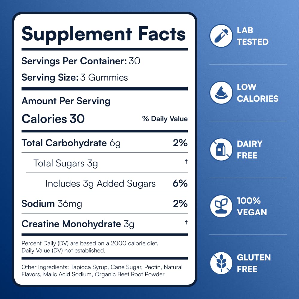Creatine Monohydrate Gummies - Supports Muscle Growth, Recovery & Brain Function - Convenient & Easy to Take - Great Tasting Watermelon Flavor - PrimeBioHealth - canada supplements