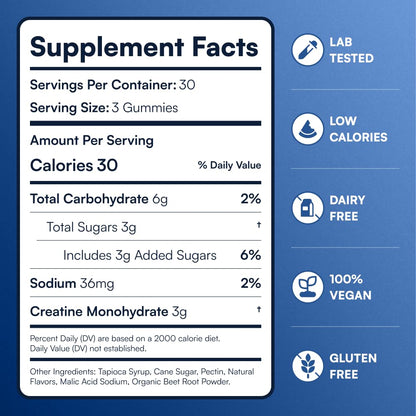 Creatine Monohydrate Gummies - Supports Muscle Growth, Recovery & Brain Function - Convenient & Easy to Take - Great Tasting Watermelon Flavor - PrimeBioHealth - canada supplements