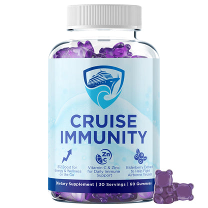 CRUISE IMMUNITY Immune Support Gummies for Cruisers with Vitamin C, B12, Zinc, Elderberry Extract, 60 Gummies, 30 Servings - PrimeBioHealth - canada supplements