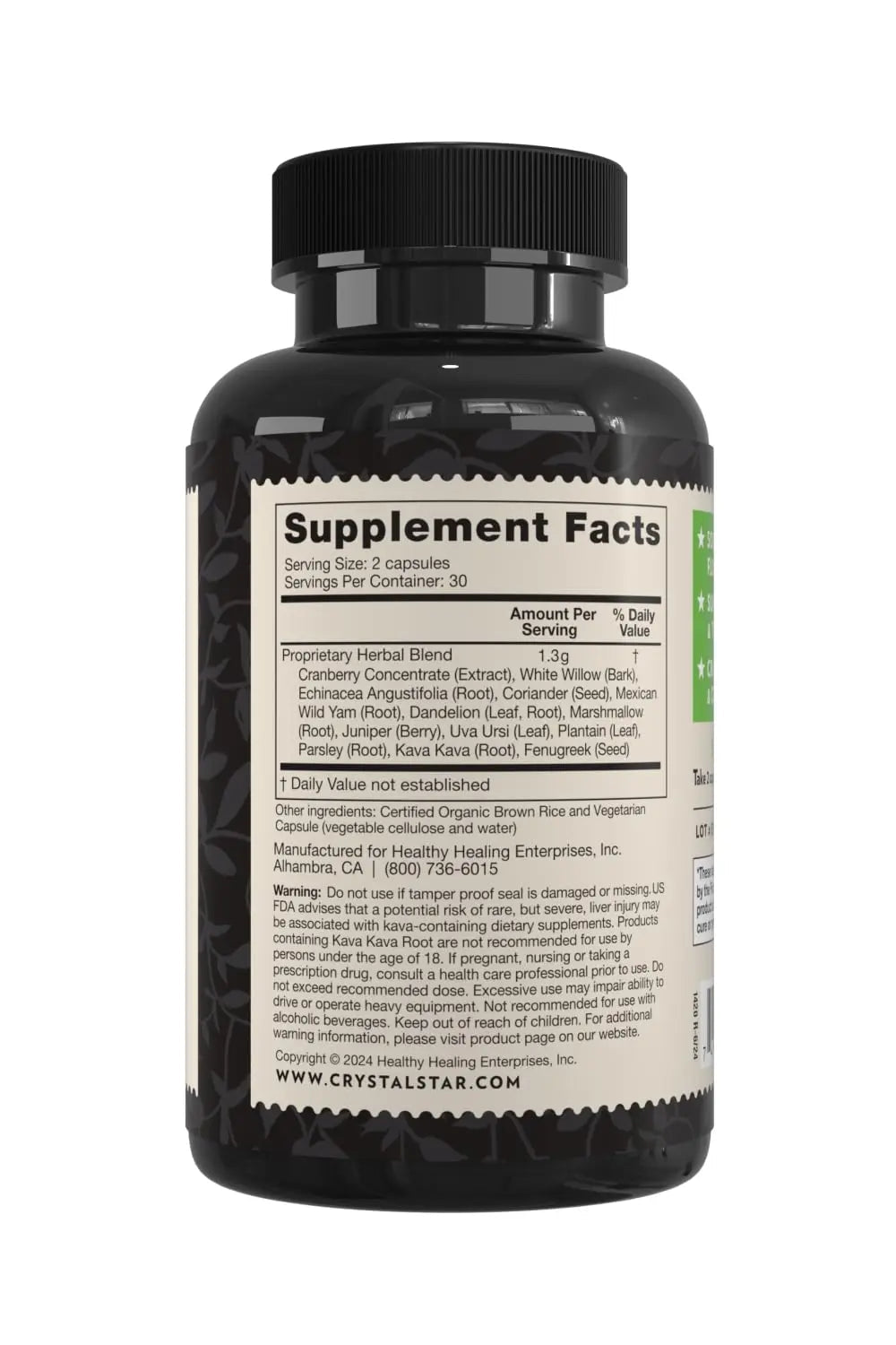 Crystal Star Bladder Support (60 Capsules) – Herbal Supplement for Healthy Bladder Function - Cranberry, Dandelion & Fenugreek - Helps Overactive Bladder and Incontinence - Non-GMO - PrimeBioHealth - canada supplements