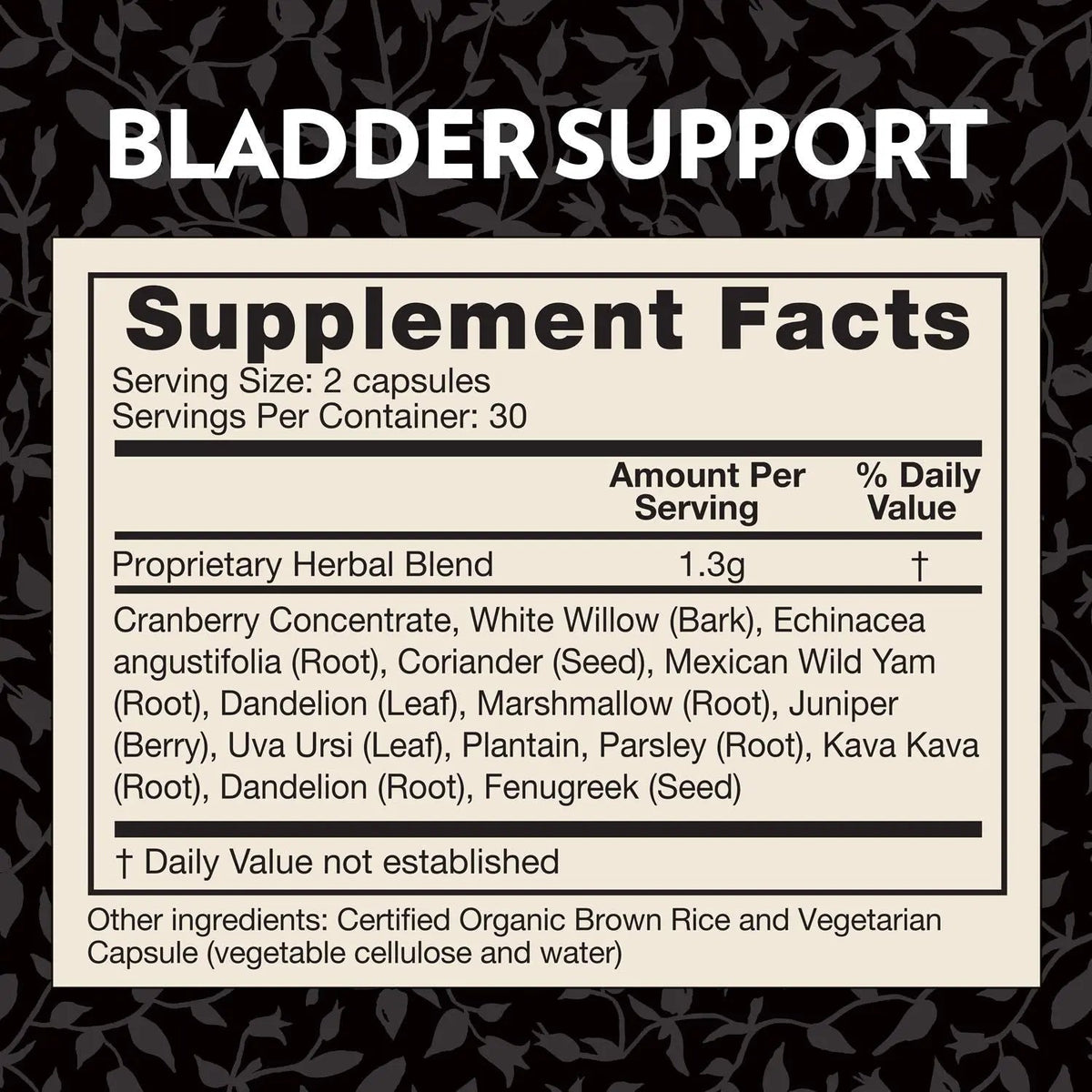 Crystal Star Bladder Support (60 Capsules) – Herbal Supplement for Healthy Bladder Function - Cranberry, Dandelion & Fenugreek - Helps Overactive Bladder and Incontinence - Non-GMO - PrimeBioHealth - canada supplements