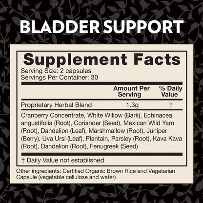 Crystal Star Bladder Support (60 Capsules) – Herbal Supplement for Healthy Bladder Function - Cranberry, Dandelion & Fenugreek - Helps Overactive Bladder and Incontinence - Non-GMO - PrimeBioHealth - canada supplements