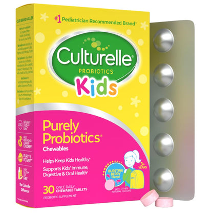 Culturelle Kids Chewable Daily Probiotic for Kids, Ages 3+, 30 Count, 1 Pediatrician-Recommended Brand, Natural Berry Flavored Daily Probiotics - PrimeBioHealth - canada supplements