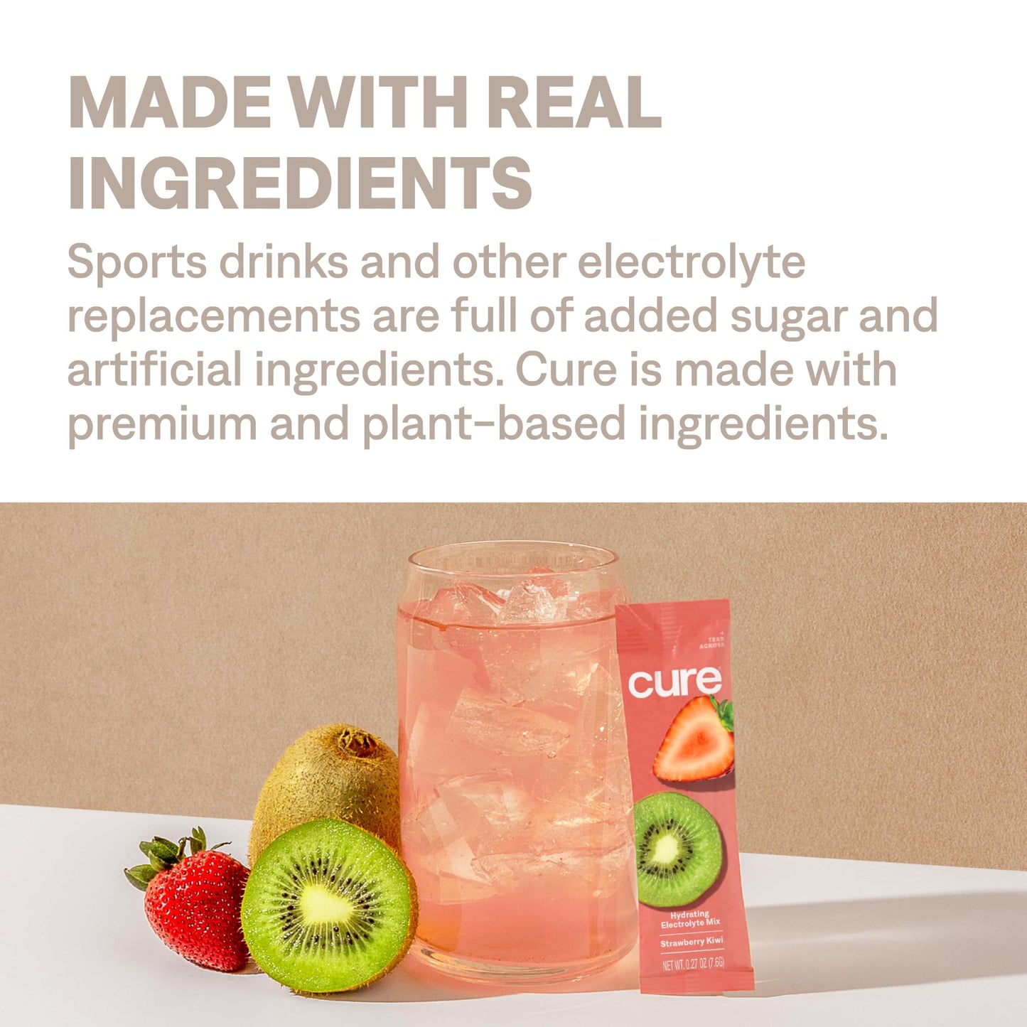 Cure Hydration | Plant-Based Electrolyte Drink Mix | No Added Sugar | FSA-HSA | Dehydration Relief Powder Made with Coconut Water | Non-GMO | Vegan | 28 Servings Jar - Strawberry Kiwi - PrimeBioHealth - canada supplements