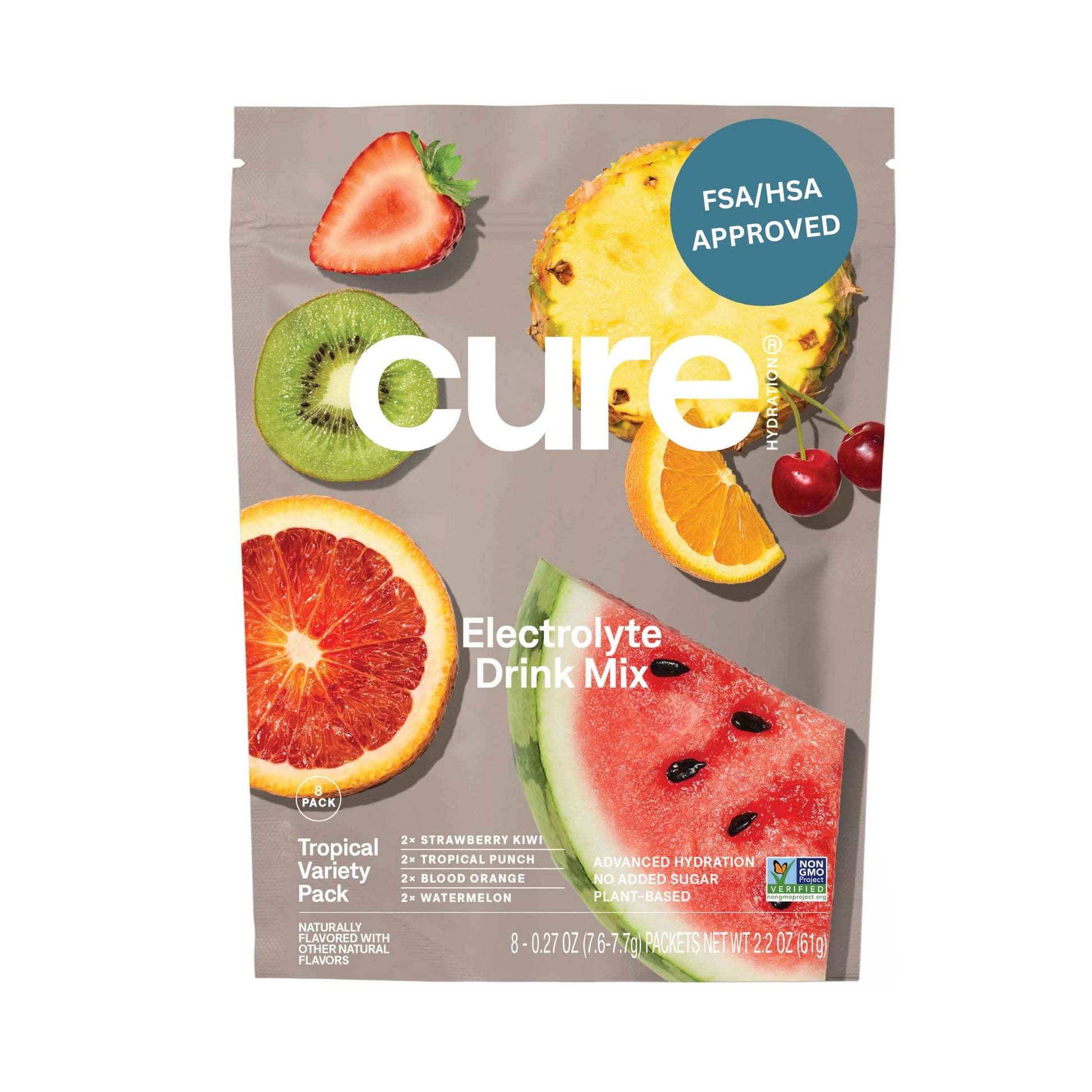 Cure Hydration | Plant-Based Electrolyte Drink Mix | No Added Sugar | FSA-HSA | Dehydration Relief Powder Made with Coconut Water | Non-GMO | Vegan - PrimeBioHealth - canada supplements