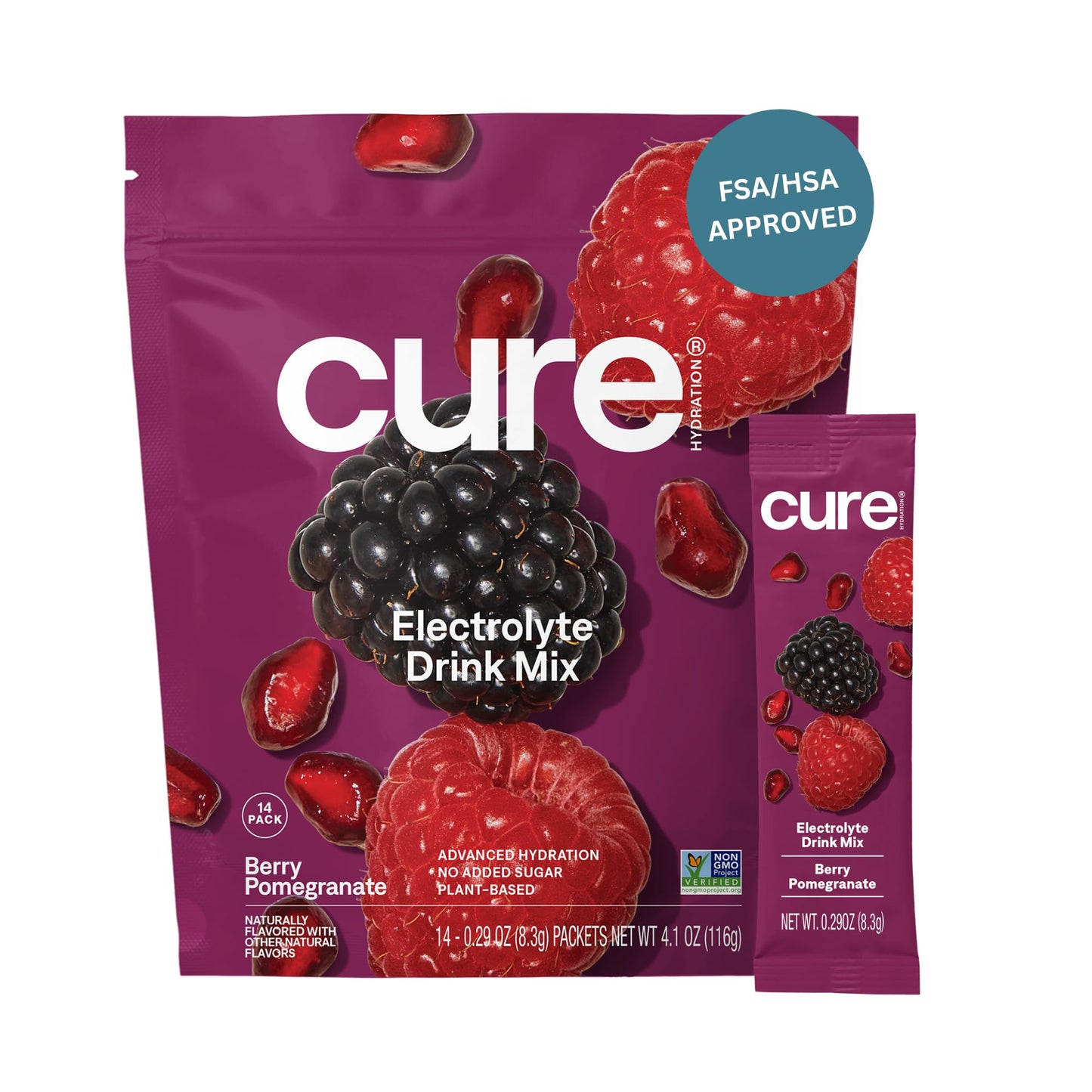Cure Hydration | Plant-Based Electrolyte Drink Mix | No Added Sugar | FSA-HSA | Dehydration Relief Powder Made with Coconut Water | Non-GMO | Vegan - PrimeBioHealth - canada supplements