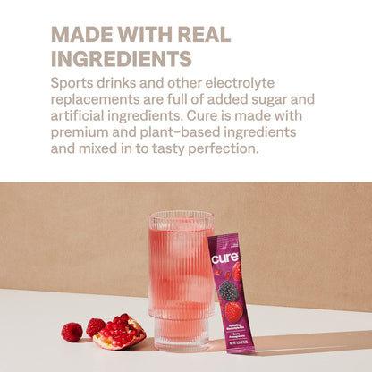 Cure Hydration | Plant-Based Electrolyte Drink Mix | No Added Sugar | FSA-HSA | Dehydration Relief Powder Made with Coconut Water | Non-GMO | Vegan - PrimeBioHealth - canada supplements