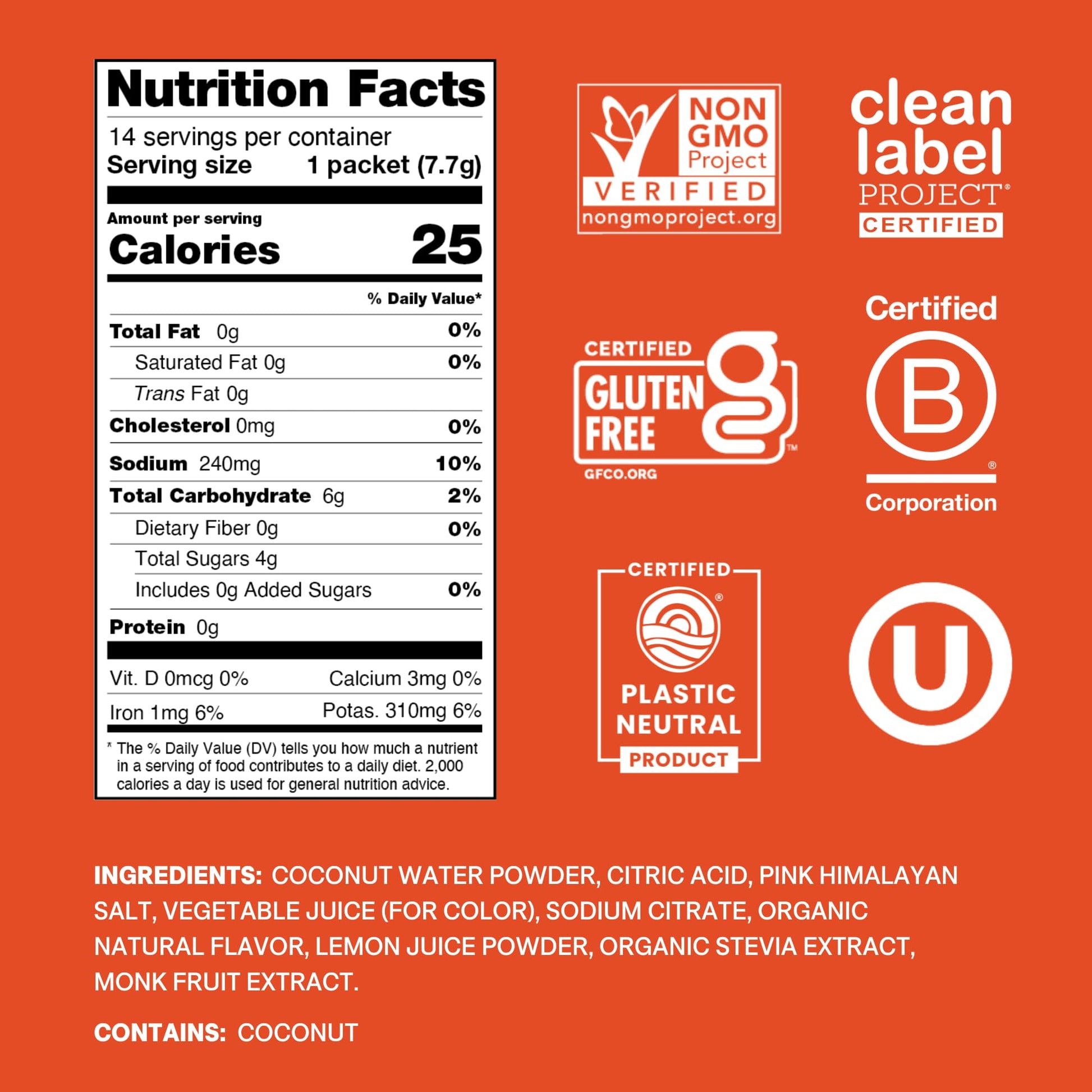Cure Hydration | Plant-Based Electrolyte Drink Mix | No Added Sugar | FSA-HSA | Dehydration Relief Powder Made with Coconut Water | Non-GMO | Vegan | Pouch of 14 Packets - Blood Orange - PrimeBioHealth - canada supplements
